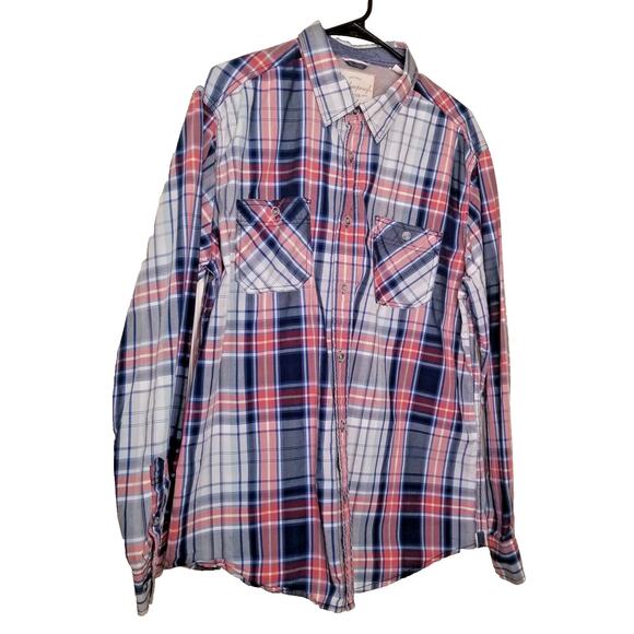 VTG - Weatherproof Men's Button Up Long Sleeve Cuffed Plaid Cotton Shirt Size L - Picture 1 of 11